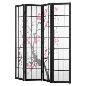 Room Divider, 4 Panel Japanese Room Divider Screen, Wood Folding Privacy Screen Indoor, Japanese Partition Portable Decoration Dividers