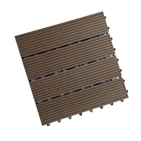 One box of 11 pieces, 300 * 300 * 22mm per piece Outdoor garden floor tiles Pool wood plastic DIY buckle splicing wpc (Color: Coffee)